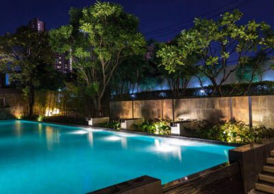 landscape lighting in the pool